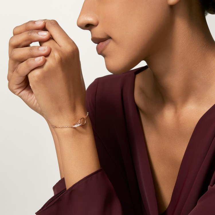 #LOVE# bracelet, on chain, half-paved #LOVE# bracelet, on chain, half-paved