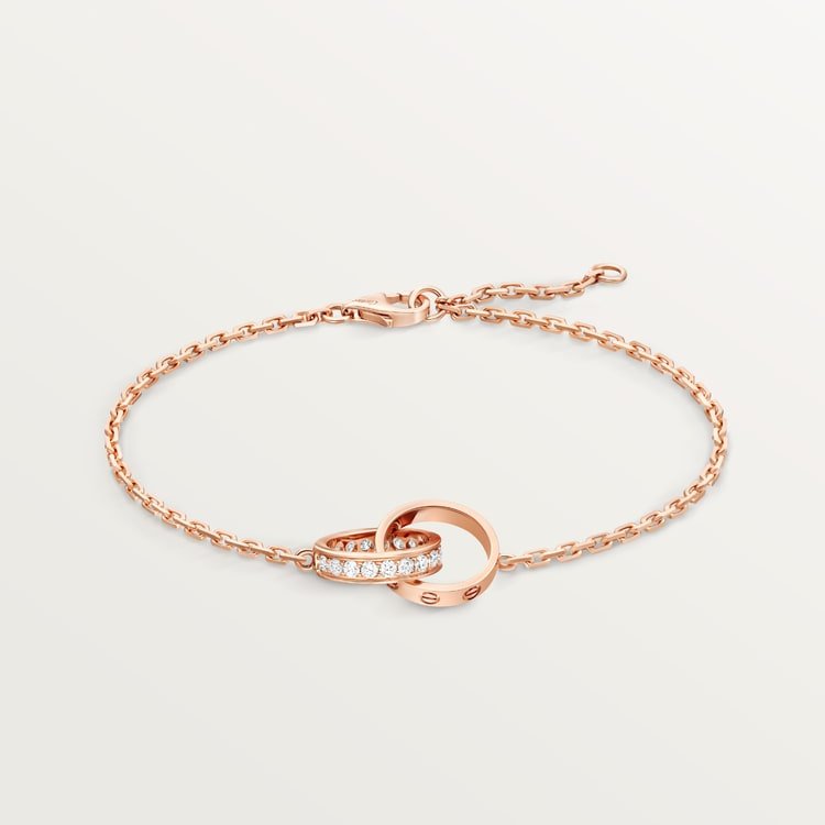 #LOVE# bracelet, on chain, half-paved #LOVE# bracelet, on chain, half-paved