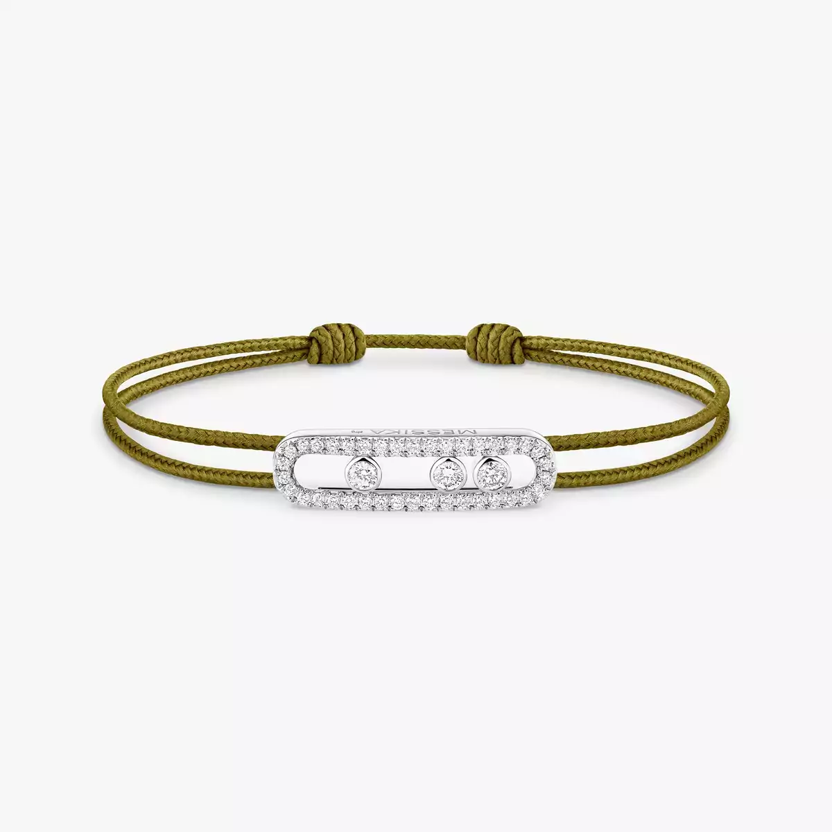 Messika Care(s) khaki cord pavé bracelet