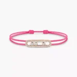 Messika Care(s) pink cord pavé bracelet