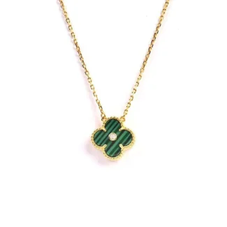 Van Cleef CLOVER DIAMOND MALACHITE NECKLACE