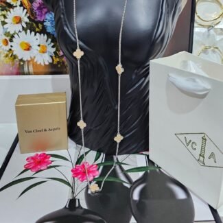 Van Cleef PINK CLOVER LONG NECKLACE