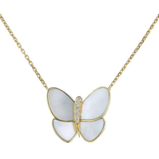 [Amore Jewelry]BUTTERFLY GOLD MOP DIAMOND NECKLACE