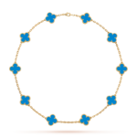[Amore Jewelry]CLOVER 10 MOTIFS BLUE AGATE NECKLACE