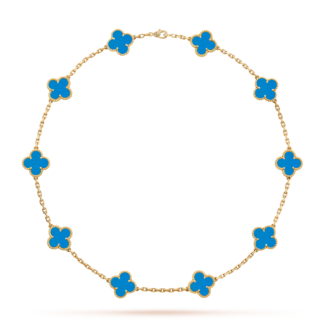 [Amore Jewelry]CLOVER 10 MOTIFS BLUE AGATE NECKLACE