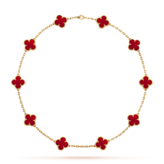 [Amore Jewelry]CLOVER 10 MOTIFS CARNELIAN NECKLACE