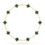 [Amore Jewelry]CLOVER 10 MOTIFS MALACHITE NECKLACE