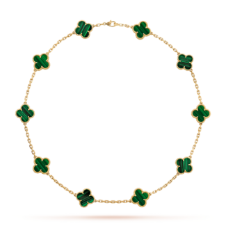 [Amore Jewelry]CLOVER 10 MOTIFS MALACHITE NECKLACE