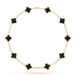 [Amore Jewelry]CLOVER 10 MOTIFS ONYX NECKLACE