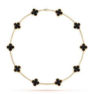 [Amore Jewelry]CLOVER 10 MOTIFS ONYX NECKLACE