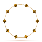 [Amore Jewelry]CLOVER 10 MOTIFS TIGER EYE NECKLACE