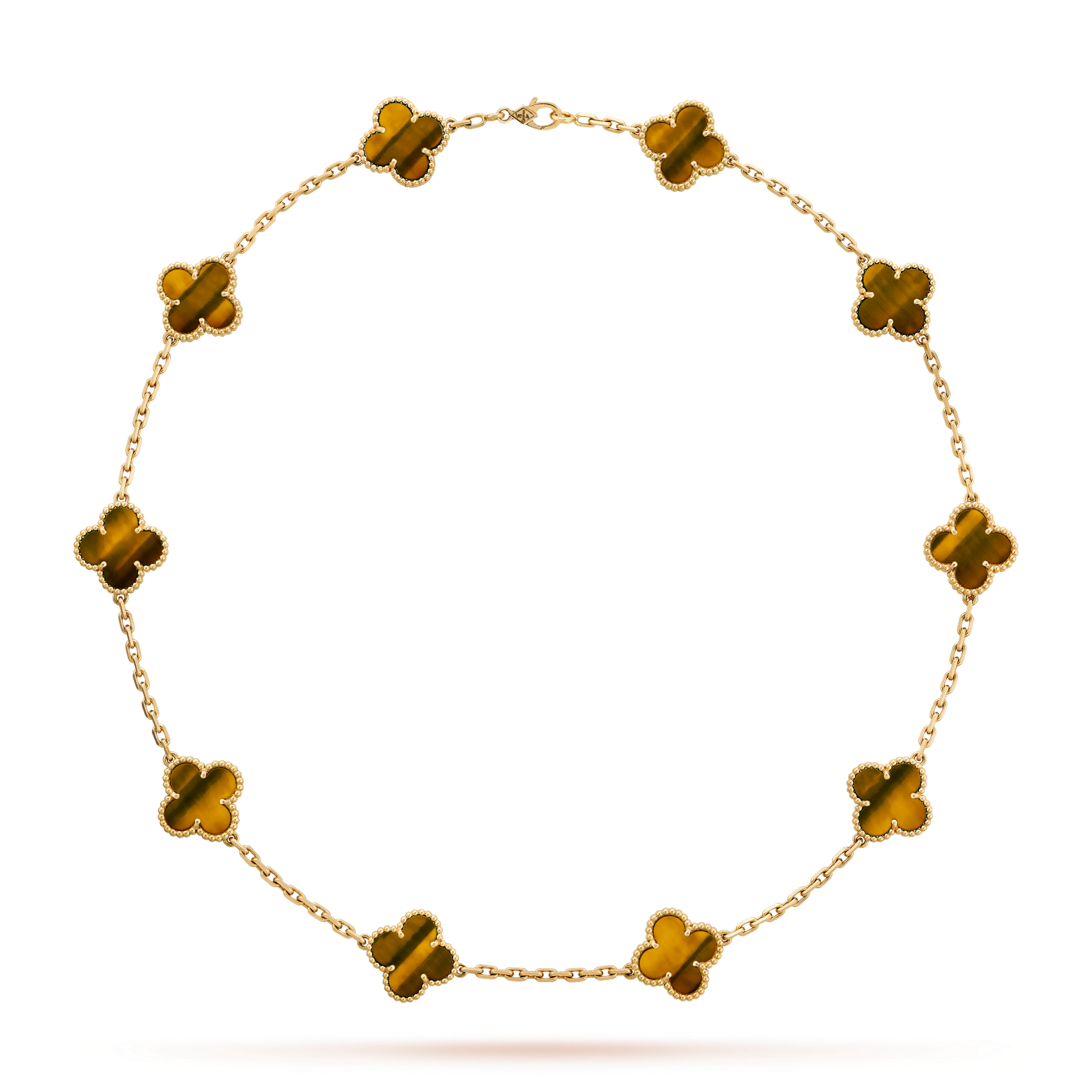 [Amore Jewelry]CLOVER 10 MOTIFS TIGER EYE NECKLACE