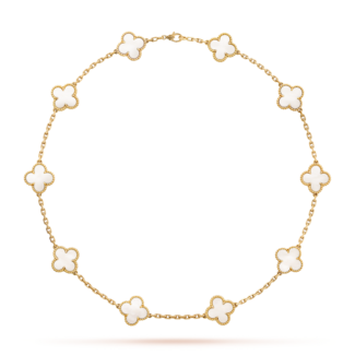[Amore Jewelry]CLOVER 10 MOTIFS WHITE MOTHER OF PEARL NECKLACE