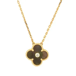 [Amore Jewelry]CLOVER 15MM DIAMOND AND MOTHER-OF-GREY NECKLACE