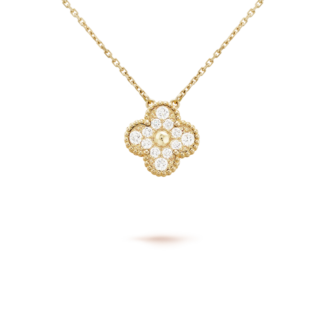 [Amore Jewelry]CLOVER 15MM DIAMOND SINGLE FLOWER NECKLACE