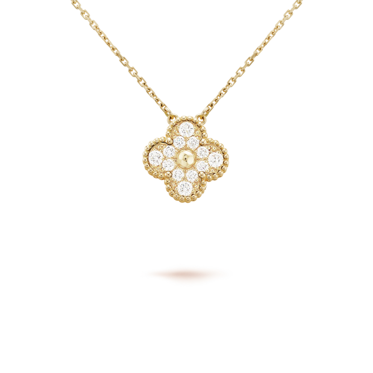 [Amore Jewelry]CLOVER 15MM DIAMOND SINGLE FLOWER NECKLACE