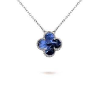 [Amore Jewelry]CLOVER 15MM PIETERSITE NECKLACE SILVER