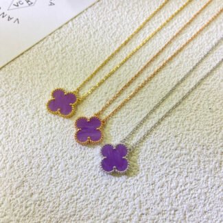[Amore Jewelry]CLOVER 15MM PURPLE VIOLET NECKLACE