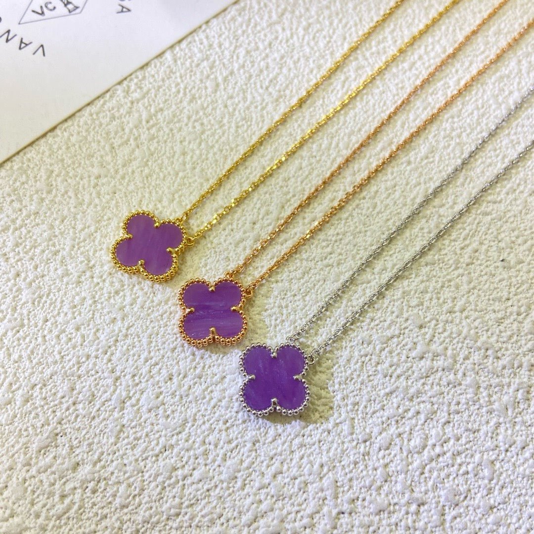 [Amore Jewelry]CLOVER 15MM PURPLE VIOLET NECKLACE