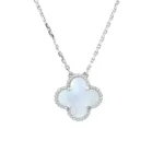 [Amore Jewelry]CLOVER 15MM WHITE MOTHER-OF-PEARL SILVER