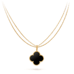 [Amore Jewelry]CLOVER 25MM GOLD ONYX BIG CLOVER NECKLACE