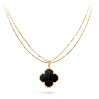 [Amore Jewelry]CLOVER 25MM GOLD ONYX BIG CLOVER NECKLACE