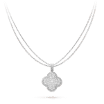 [Amore Jewelry]CLOVER 25MM SILVER FULL DIAMOND BIG CLOVER NECKLACE