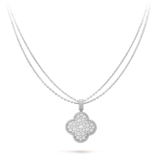 [Amore Jewelry]CLOVER 25MM SILVER FULL DIAMOND BIG CLOVER NECKLACE