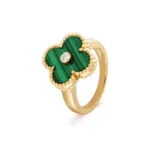 [Amore Jewelry]CLOVER MALACHITE RING GOLD DIAMOND