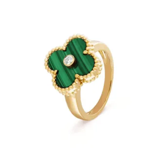 [Amore Jewelry]CLOVER MALACHITE RING GOLD DIAMOND