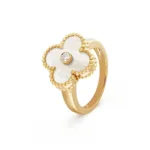 [Amore Jewelry]CLOVER PINK MOP RING GOLD DIAMOND