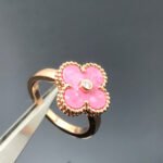[Amore Jewelry]CLOVER RHODONITE ROSE GOLD RING