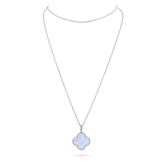 [Amore Jewelry]CLOVER SILVER CHALCEDONY BIG CLOVER NECKLACE