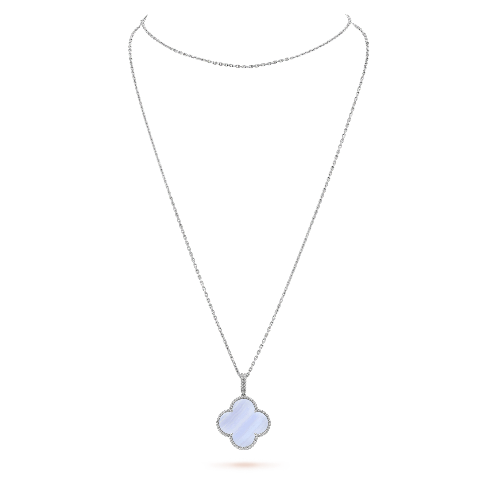 [Amore Jewelry]CLOVER SILVER CHALCEDONY BIG CLOVER NECKLACE