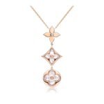 [Amore Jewelry]COLOR BLOSSOM LARIAT NECKLACE PINK GOLD WHITE MOTHER PEARL AND DIAMOND