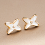 [Amore Jewelry]JEUX DE WHITE MOP ROSE GOLD DIAMOND EARRINGS