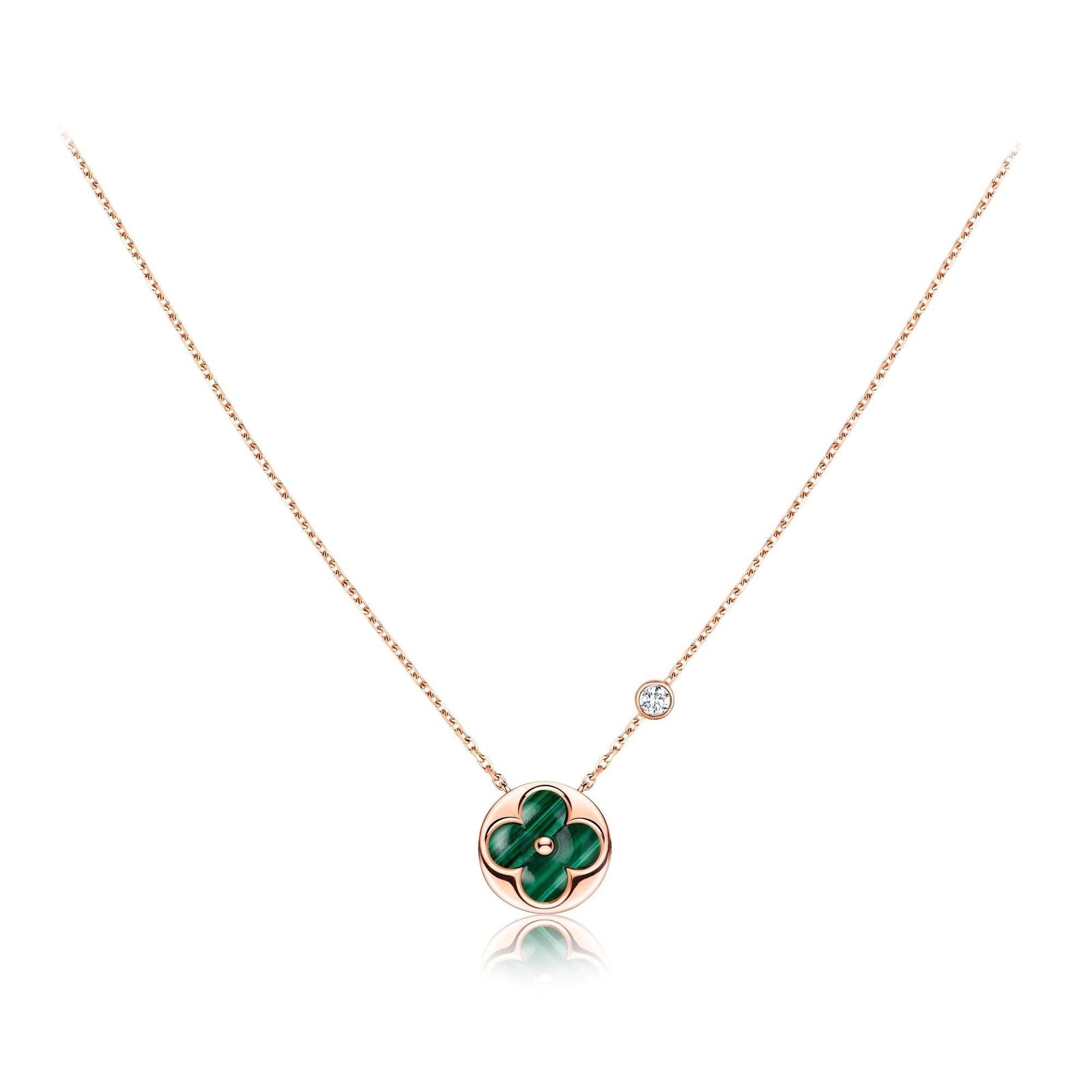 [Amore Jewelry]SUN PEDANT PINK GOLD 1 DIAMOND NECKLACE