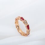 [Lumi Jewels]SERPENTI RING PINK GOLD CARNELIAN DIAMOND 3MM