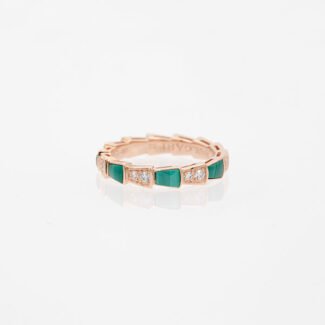 [Lumi Jewels]SERPENTI RING PINK GOLD MALACHITE DIAMOND 3MM