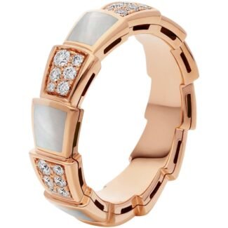 [Lumi Jewels]SERPENTI RING PINK GOLD MOP DIAMOND PAVED 4MM