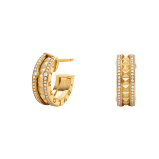 [Lumi Jewels]ZERO 1 ROCK GOLD EARRINGS WITH STUDDED SPIRAL AND PAVED DIAMONDS