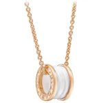 [Lumi Jewels]ZERO 1 WHITE CERAMIC PINK GOLD DIAMOND NECKLACE